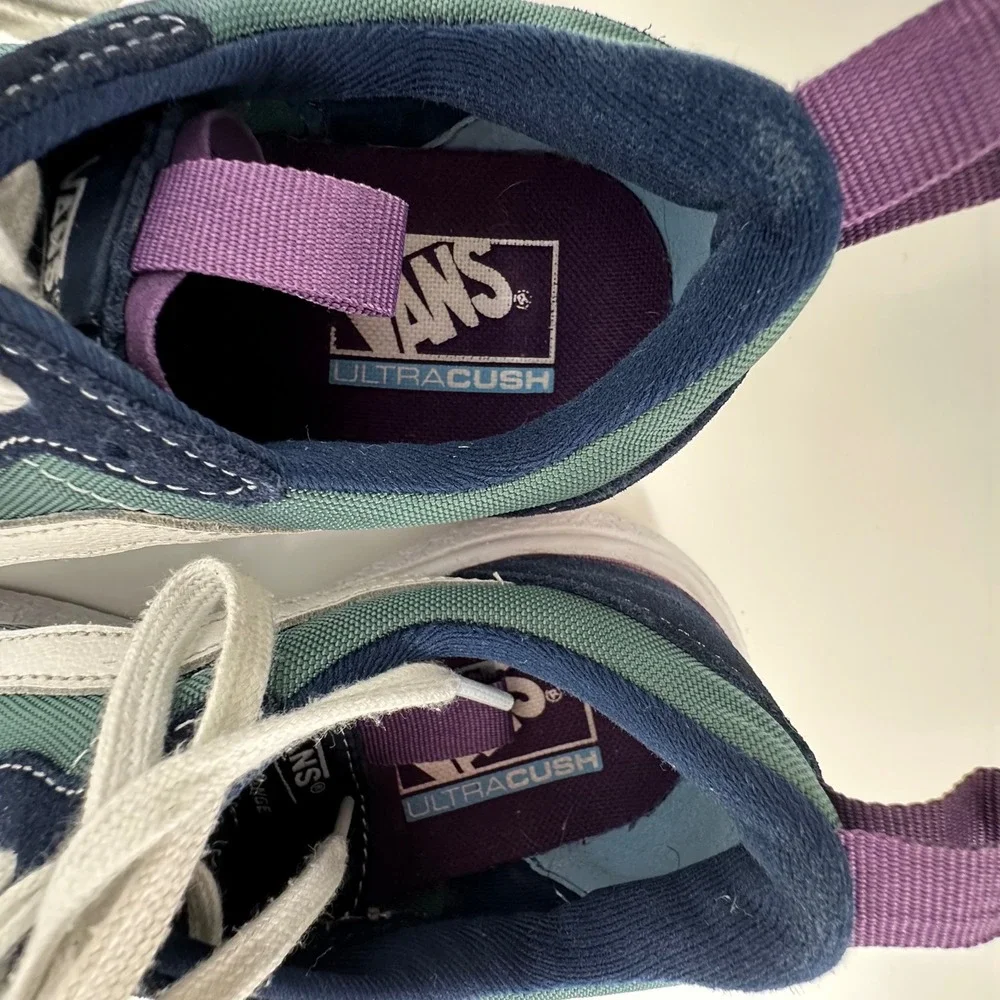 Vans Ultra Cush Suede Blue Green Sneakers Mens Size 8 Womens Size 9.5 Skateboard